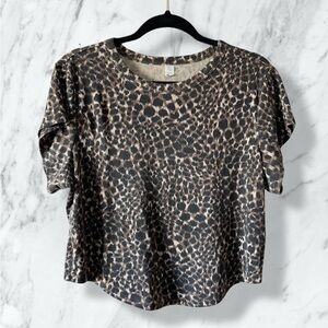 Leopard Print Short Sleeve Top – Soft Stretchy Knit